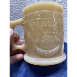 Vintage Whataburger Buffalo Nickel Coffee Cup Mug Butterscotch Glass